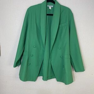 Vintage Style Setter Fashions Green Blazer & Skirt Set Made In USA Size 20